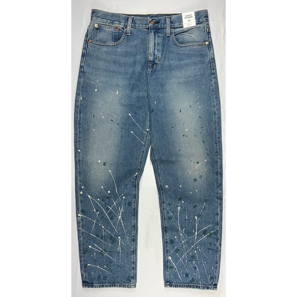 J.Crew Slouchy Boyfriend Jeans Paint Splatter Denim Blue 29 BA640